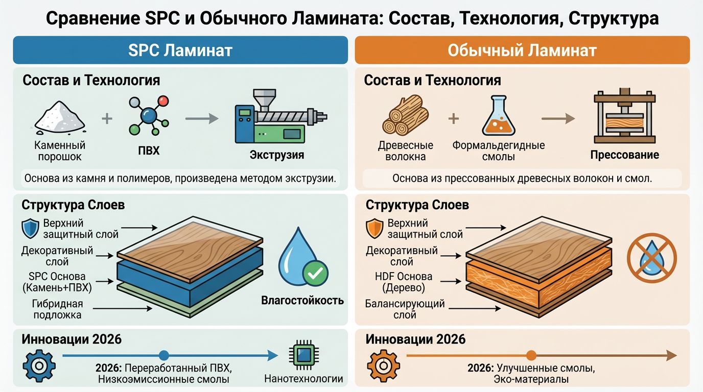 Основные различия SPC и обычного ламината