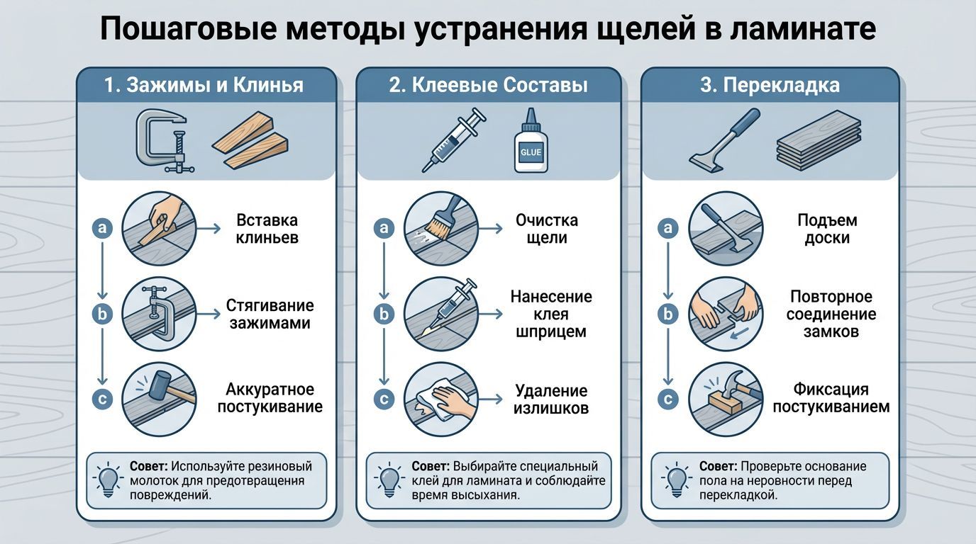 Пошаговые методы устранения щелей в ламинате
