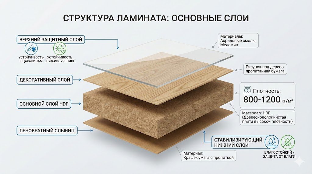 Основные слои ламината и их материалы
