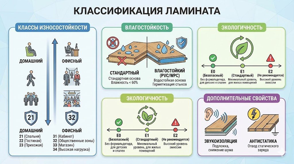 Классификация ламината по материалам и свойствам