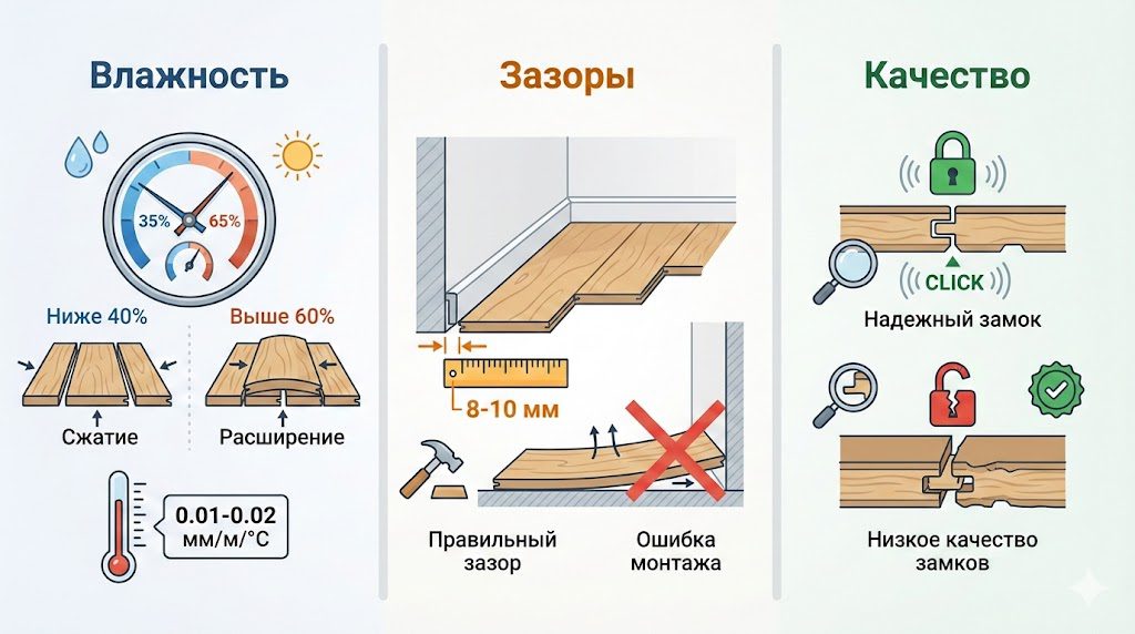 Основные причины образования щелей в ламинате