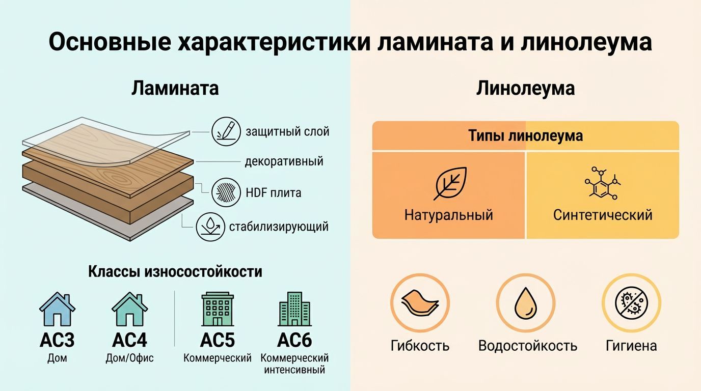 Основные характеристики ламината и линолеума