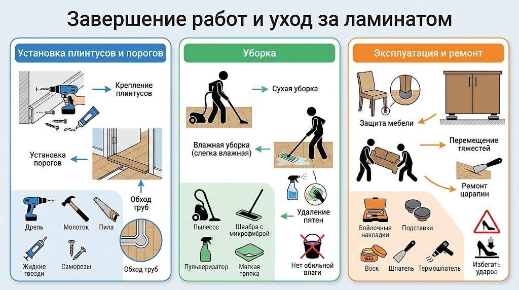 Завершающие работы и уход